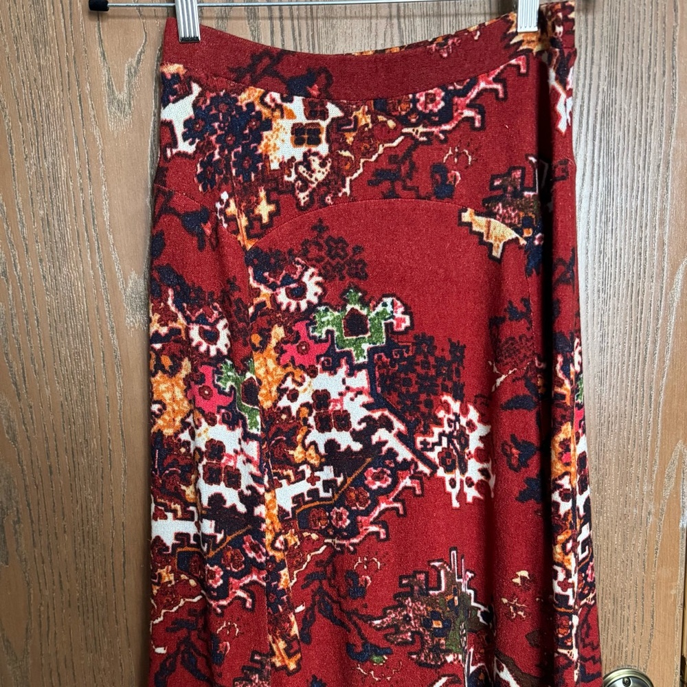 Brick Red Knit Seamed Midi Skirt (Akemi & Kin)